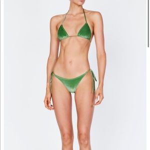 Green velvet triangle bikini